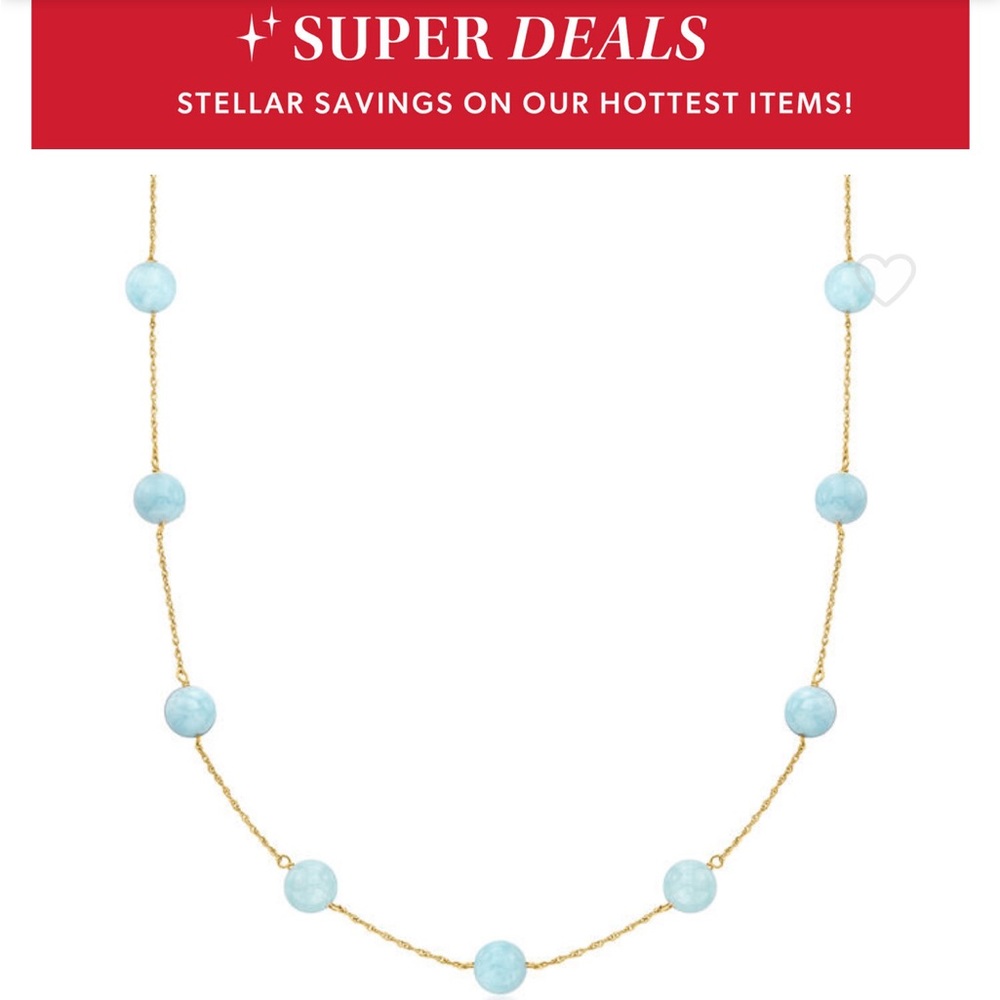 Ross Simon’s style necklace; aquamarine and gold plated necklace. - Picture 2 of 4